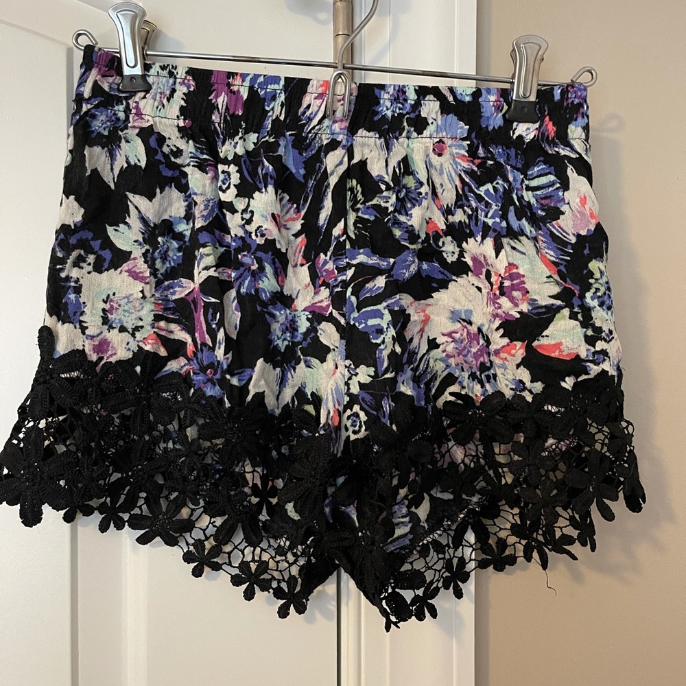 Floral Lace Bottom Shorts